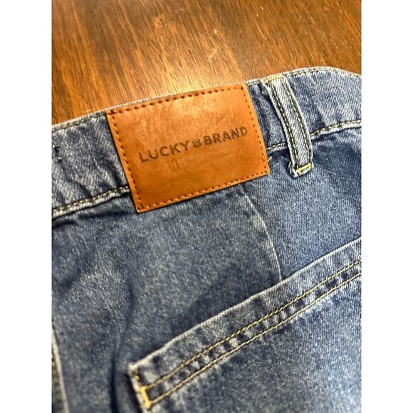 Lucky Brand High Rise Wide Leg Cropped Blue Denim Jeans Women 12/31 Grunge Y2K - Picture 9 of 11